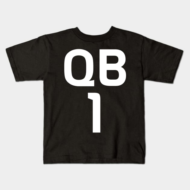 QB 1 Football Quarterback Kids T-Shirt by Red Roof Designs